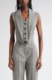 McQueen Houndstooth Wool & Mohair Vest at Nordstrom