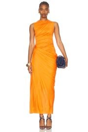McQueen Jersey Midi Dress in Bright Orange FWRD at FWRD