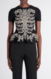 McQueen Ribcage Jacquard Peplum Top at Nordstrom