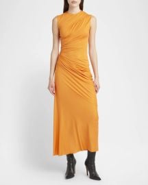 McQueen Sleeveless Draped Silk Jersey Midi Dress at Neiman Marcus