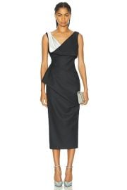 McQueen Wool Pinstripe Day Dress in Grey FWRD at FWRD