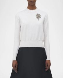 Mcqueen Crystal Rose Wool Sweater at Neiman Marcus