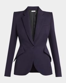 Mcqueen Grain De Poudre Wool Single Breasted Blazer at Neiman Marcus