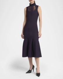 Mcqueen Lace Inset Sleeveless Trumpet Midi Dress at Neiman Marcus