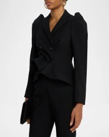 Mcqueen Structured Stretch Wool Double Breasted Blazer Jacket at Neiman Marcus