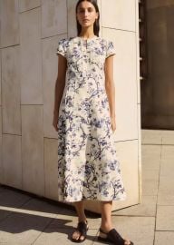 Me Em Cotton Modern Botanical Print Midi Dress at Me + Em