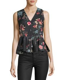 Meadow Sleeveless Peplum Top by Rebecca Taylor at Last Call