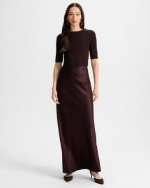 Medina Silk Maxi Skirt in Maroon Dark Currant at Veronica Beard