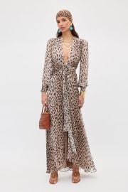 Meera Chiffon Gown in Brown Antelope Spot Black RIXO USA at Rixo