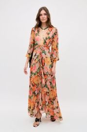 Meera Chiffon Gown in Orange Chelsea Floral Black at Rixo