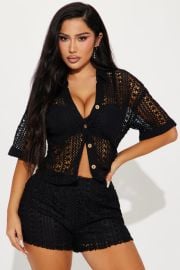 Meet At Dawn Crochet Short Set - Black Fashion Nova at Fashion Nova