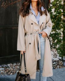 Meet My Expectations Pocketed Lightweight Trench Coat - Taupe VICI at Vici Collection