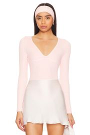 Meg Seamless V Neck In Rose Blush at Revolve