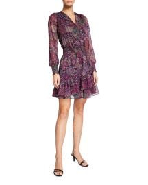 Mega Patchwork Smock-Waist Ruffle Dress at Neiman Marcus