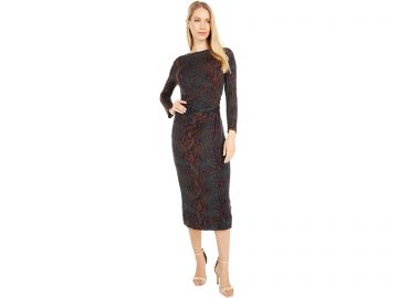 Meika Snakeskin Print Gathered Midi Dress by Joie at Zappos