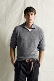 Melange Knit Regular Fit Polo at Zara