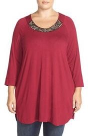 Melissa McCarthy Seven7 Embellished Neckline HighLowTunicTop in Pink at Nordstrom