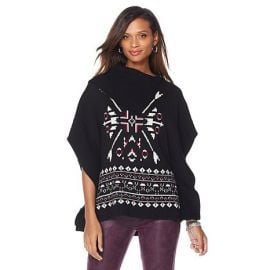 Melissa McCarthy Seven7 Snowflake Sweater Poncho at HSN