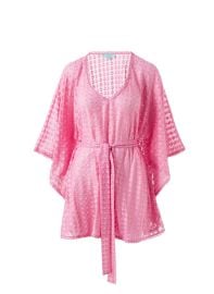 Melissa Odabash Petra Pink Knit Embroidered Belted Kaftan Official Website at Melissa Odabash