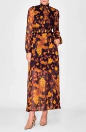 Melloday Floral Long Sleeve Chiffon Dress at Nordstrom Rack