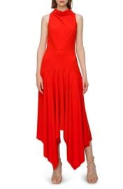 Melloday Handkerchief Hem Mock Neck Dress In Red at Nordstrom