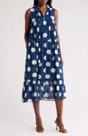 Melloday Tie Neck Sleeveless Tiered Midi Dress at Nordstrom Rack