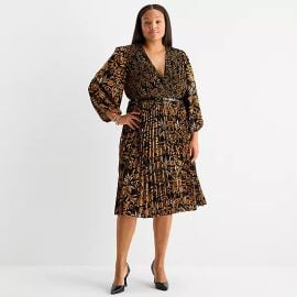Melonie T 3 4 Sleeve Floral Midi Fit Flare Dress at JCPenney