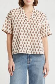 Melrose and Market Camp Shirt in Ivory Pink Sienna Black Print at Nordstrom Rack