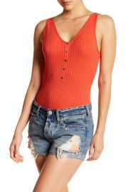 Melrose and Market Ribbed Button Down Bodysuit at Nordstrom Rack