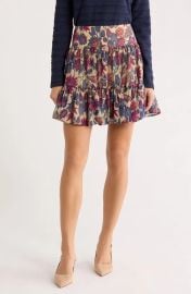 Melrose and Market Tiered Chiffon Skirt in Tan Green Floral Streak at Nordstrom Rack