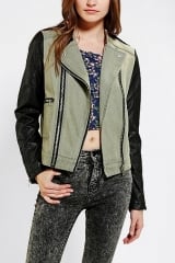 Members Only Fabric-Mix Moto Jacket at Urban Outfitters