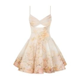 Memento Twist Front Mini Dress Rose Arbor Online Zimmermann at Zimmermann