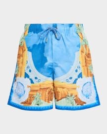 Men\'s Affresco-Print Swim Trunks at Neiman Marcus