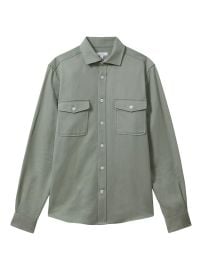 Men\'s Arlo Woven Button-Up Overshirt - Stone - at Saks Fifth Avenue