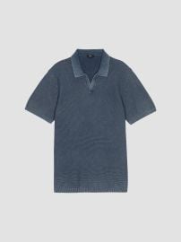 Men\'s Baker Cotton Johnny Collar Polo Shirt - Sunwashed Navy - at Saks Fifth Avenue