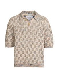 Men\'s Cable Lace Space-Dyed Polo Sweater - Natural - at Saks Fifth Avenue