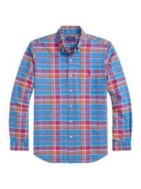 Men\'s Classic-Fit Plaid Button-Down Oxford Shirt - Blue Berry Multi - at Saks Fifth Avenue