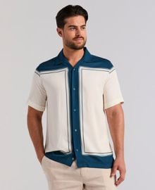 Men\'s Color Block Short-Sleeve Button-Down Shirt at Macys
