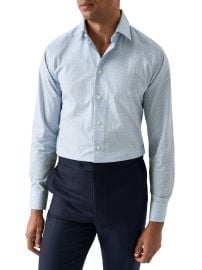 Men\'s Contemporary-Fit Geometric Cotton Shirt - Blue - at Saks Fifth Avenue