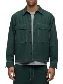 Men\'s Cotton Shirt Jacket - Smoke Pine - at Saks Fifth Avenue
