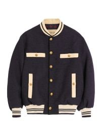 Men\'s Cotton Tweed Bomber Jacket - Navy - at Saks Fifth Avenue