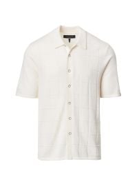 Men\'s Dalton Window Pane Short-Sleeve Knit Shirt - ivory at Saks Fifth Avenue