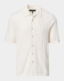Men\'s Dalton Windowpane Knit Short-Sleeve Shirt at Neiman Marcus
