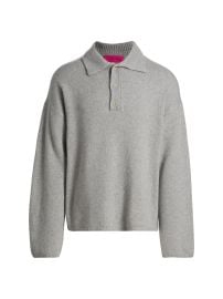 Men\'s Dume Cashmere Rugby Sweater - Silver - at Saks Fifth Avenue