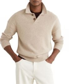 Men\'s Elm Wool-Blend Half-Button Polo Jumper Sweater at Macys