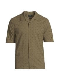 Men\'s Eyelet Cotton Camp Short-Sleeve Shirt - Dome - at Saks Fifth Avenue