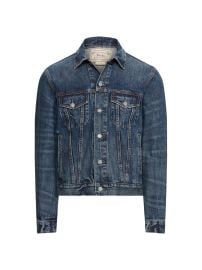 Men\'s Faded Denim Trucker Jacket - Blue - at Saks Fifth Avenue