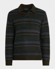 Men\'s Fair Isle Wool-Cashmere Johnny-Collar Sweater at Neiman Marcus