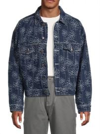 Men\'s Flower Jacquard Button-Front Jacket - Indigo - at Saks Fifth Avenue