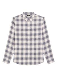 Men\'s Irving Plaid Linen Button-Front Shirt - Carbon Multi - at Saks Fifth Avenue